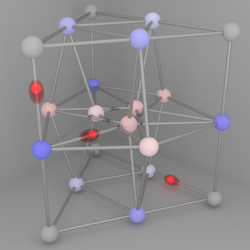 Lichtteilchen im 3D-Netzwerk: Photonen bewegen sich entlang der Verbindungsstränge durch komplexe Netzwerke. Dabei sammeln sie sich in der oberen und unteren Schicht und praktizieren social distancing in der Mitte (University of Rostock / Max Ehrhardt).