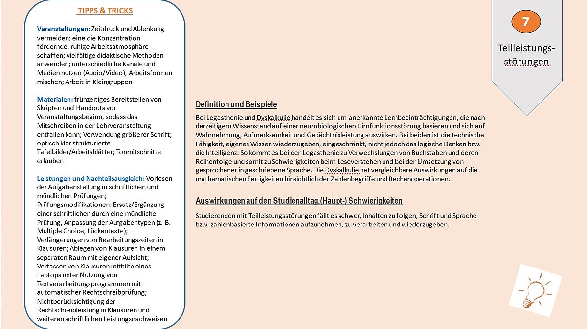 Hinweiskarte Teilleistungsstörungen