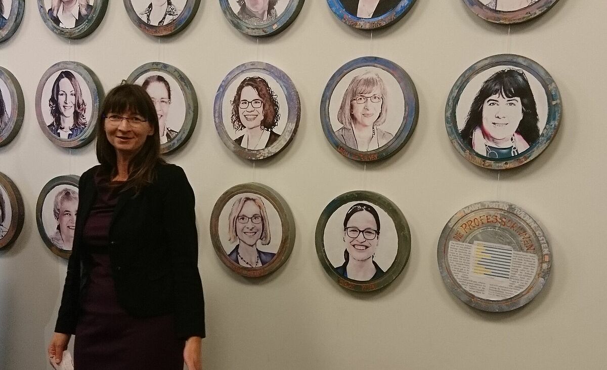 Vice-Rector for International Affairs, Gender Equality and Diversity-Management, apl. Prof. Meike Klettke, in front of the Galery.